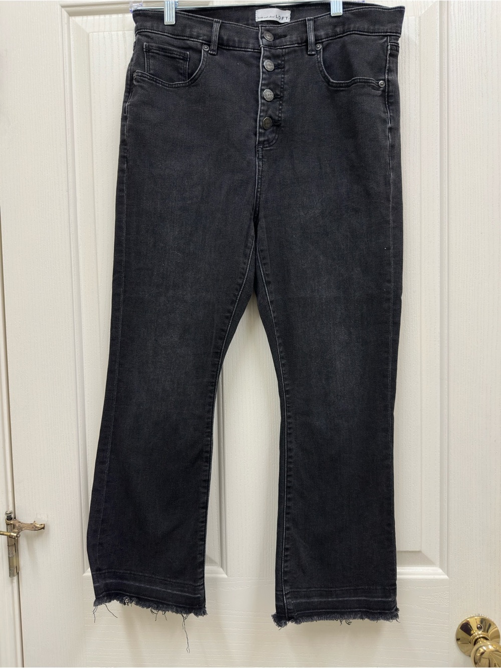 LOFT high waist flare crop jeans size 31/12 Petite black